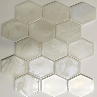 Glassmosaik Hexagon Wit  26x29,9x 0,6  cm