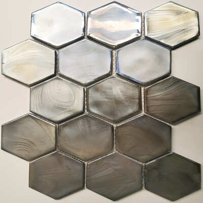 Glassmosaik Hexagon Grijs  26x29,9x 0,6  cm