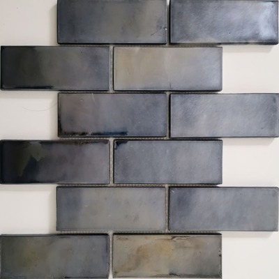 Glassmosaik Brick Zwart  30x30x0,6  cm