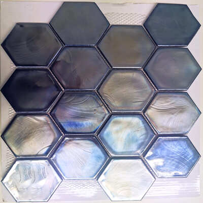 Glassmosaik Hexagon Zwart  30x30x0,6  cm